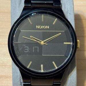 Nixon The Spencer Trade the Gnar Black Gold Men's Analog Digital Watch RUNS READ